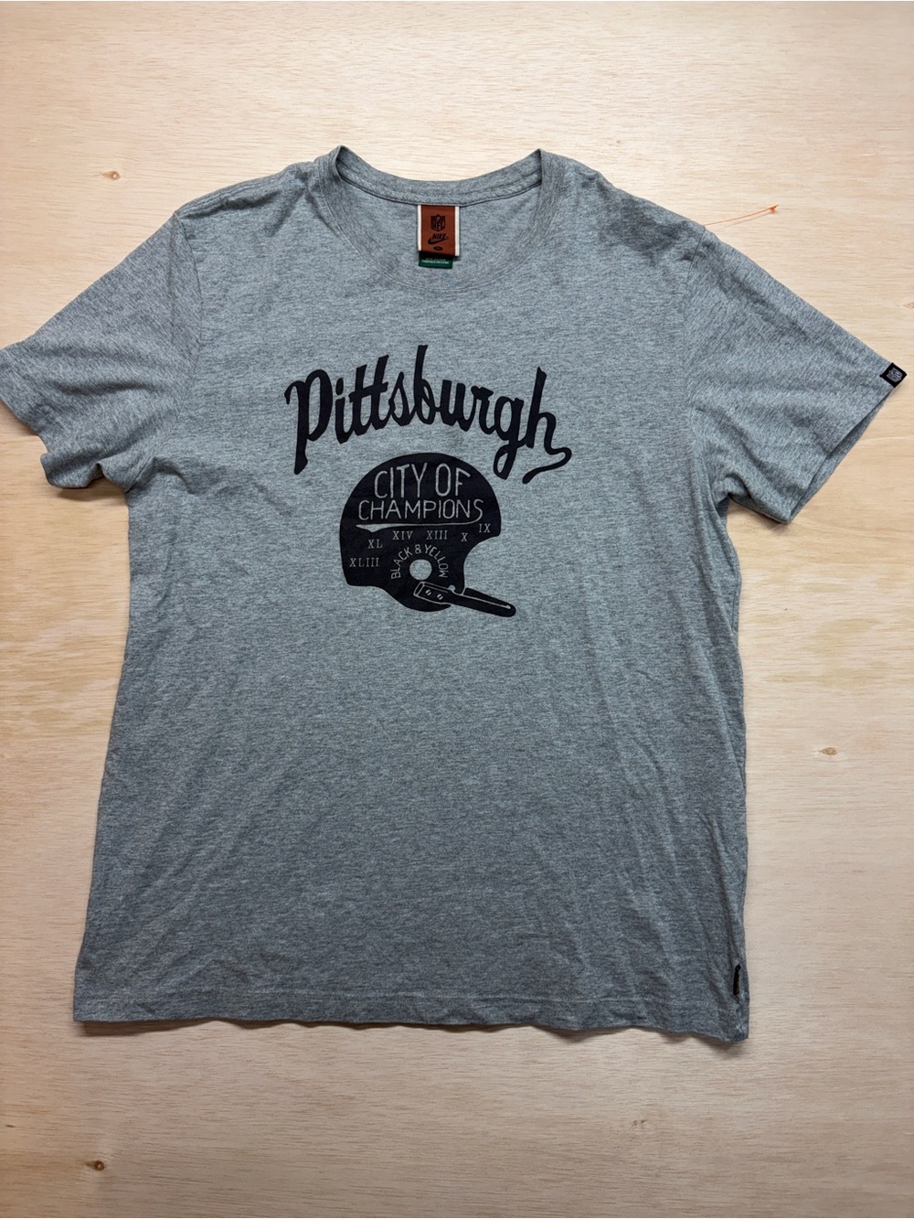 Nike Pittsburgh Steelers City Of Champions T Shirt Men XL Grey Super Bowl Graphi